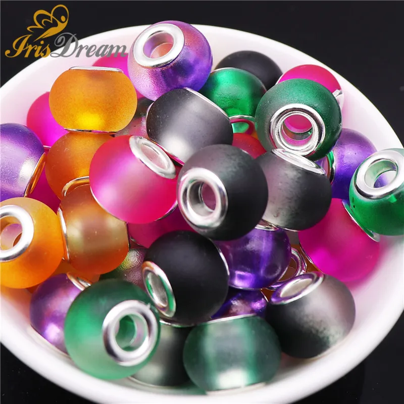 

10Pcs 16MM Big Rondelle Murano Spacer Charms Glass Beads Fit Pandora Bracelet Chain Necklace European Beads for Jewelry Making