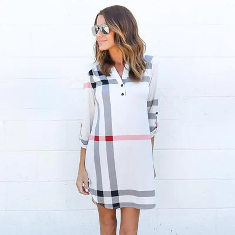  font b Women b font font b Dress b font Causal Plaid Printed Fashion Mini