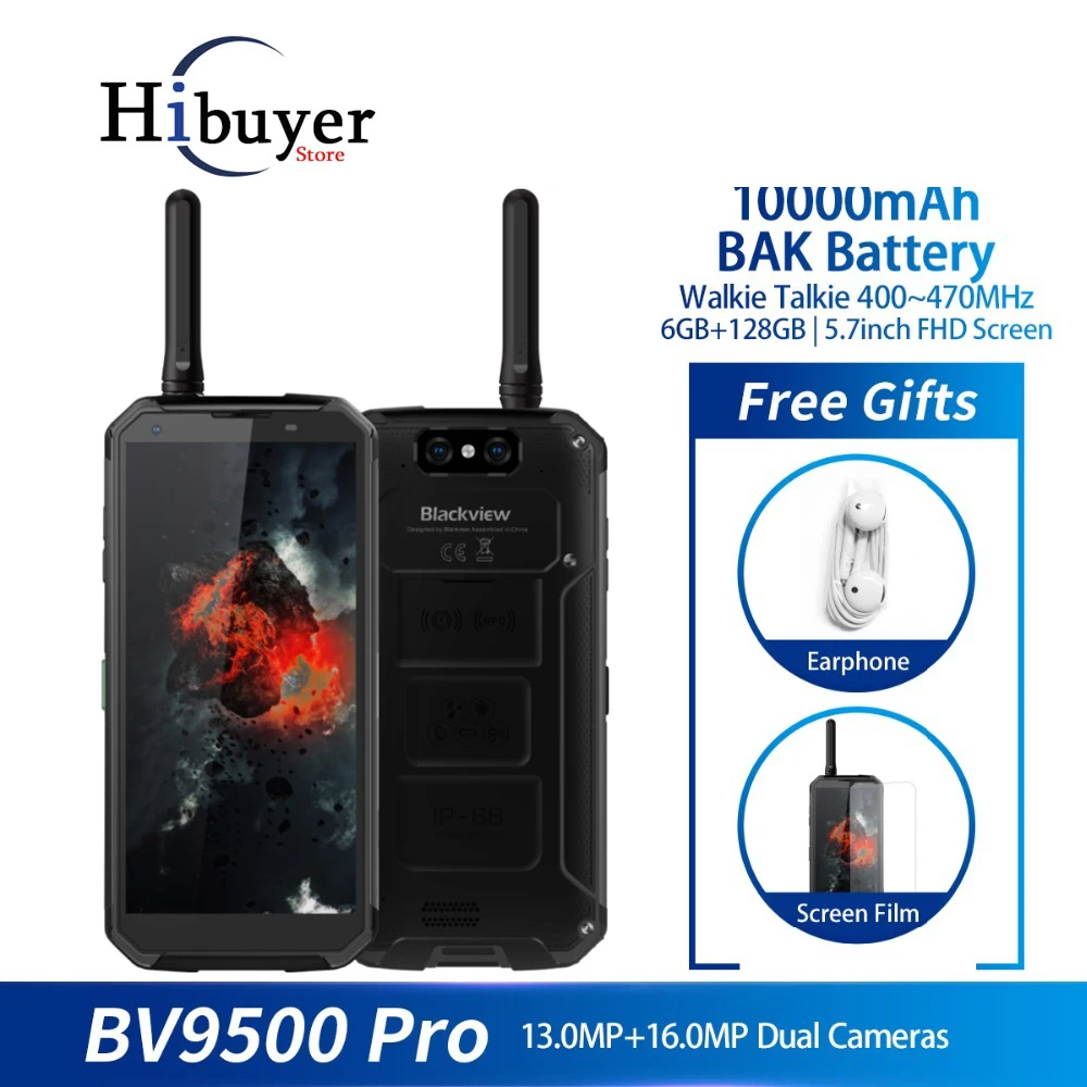 Blackview Bv9500 Pro водостойкая рация двусторонний смартфон 6 ГБ оперативная память 128 Встроенная Octa Core 5,7 "Fhd 18:9 10000 мАч батарея мобильный телефон