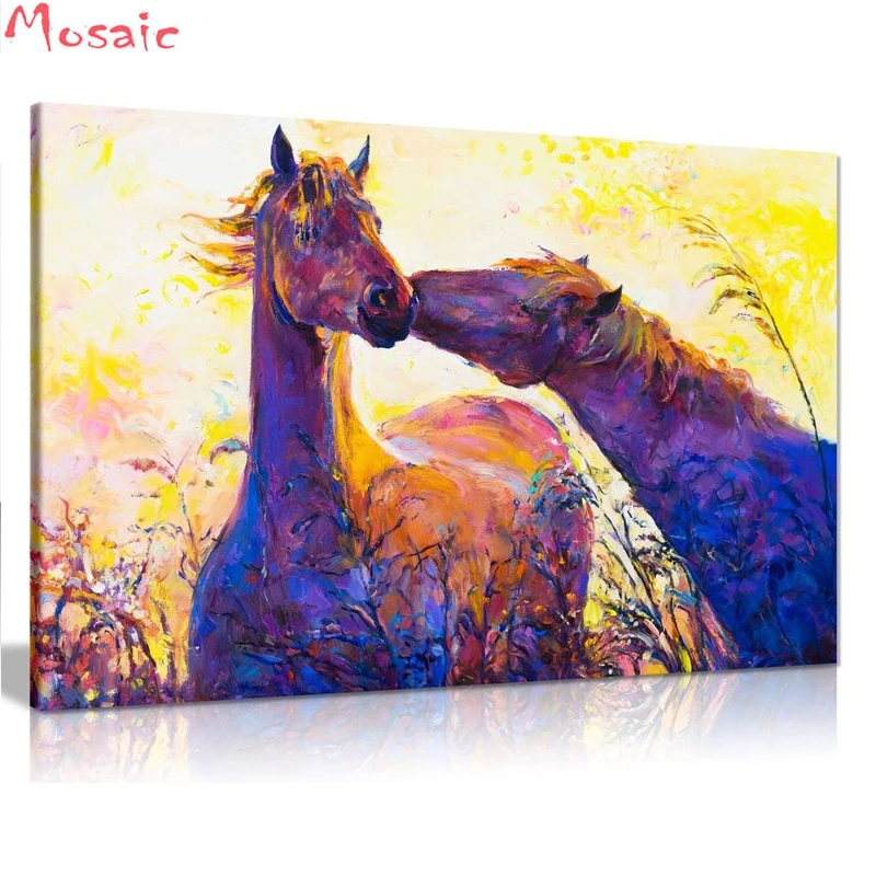 

3D Diamond Painting Cross Stitch colorful horse Rhinestone Crystal Needlework Diamond Embroidery Full Diamond Decorative