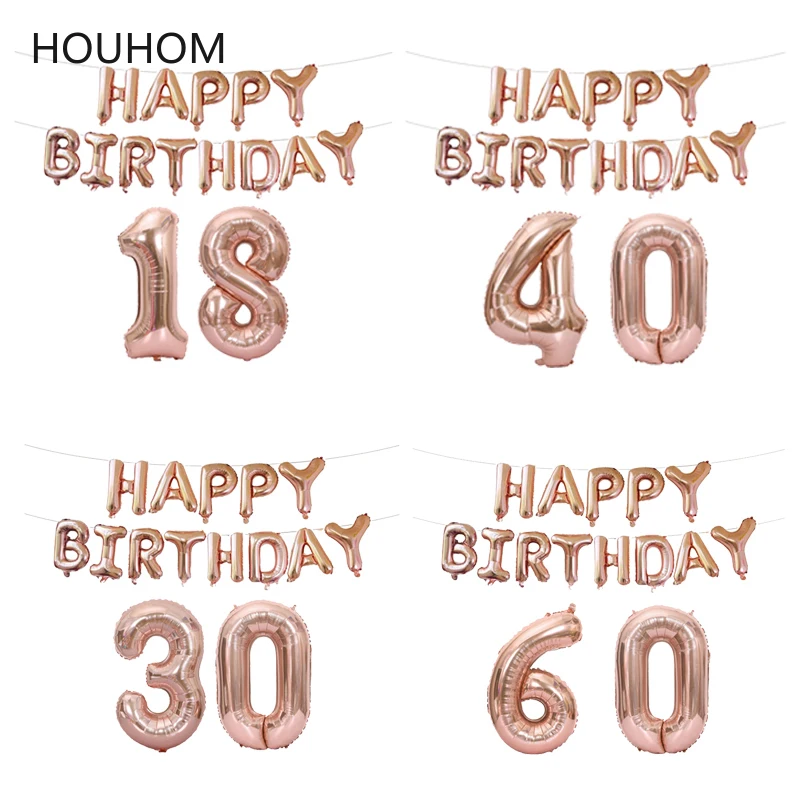 

New 60 50 30 18 Years Old Birthday Balloon Letter Number Inflatable Baloon Birthday Party Decoration Adult Happy Birthday Ballon