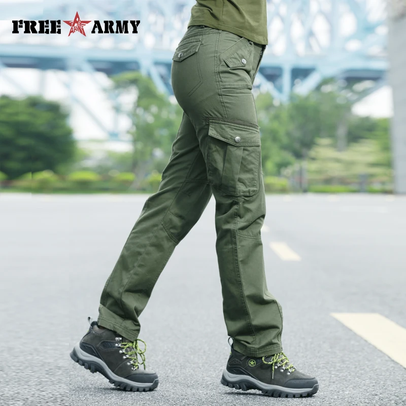 FreeArmy Casual Joggers Women Autumn Cargo Pants Trousers Thick Military Green Pockets Pants Straight Trousers Women's Capris FreeArmy Casual Joggers Women Autumn Cargo Pants Trousers Thick Military Green Pockets Pants Straight Trousers Women's Capris
