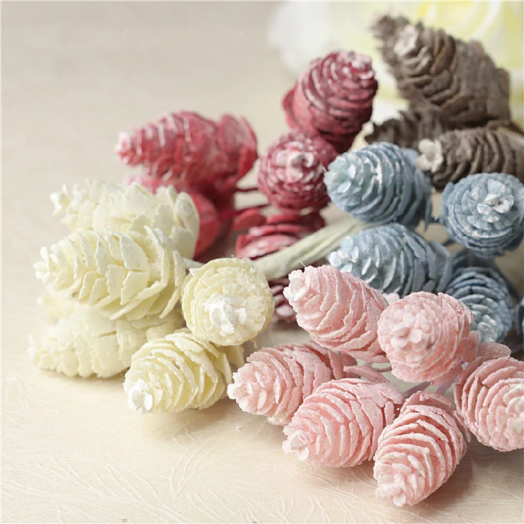 

6set/lot Color pine cone shape bouquet art flower decoration Mini simulation home fake flower ornament A1553
