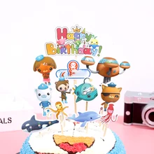 1set/pack Kids Girls Favors Decoration Baby Shower Birthday Events Party Cake Topper Octonauts Theme Cupcake Toppers With Sticks