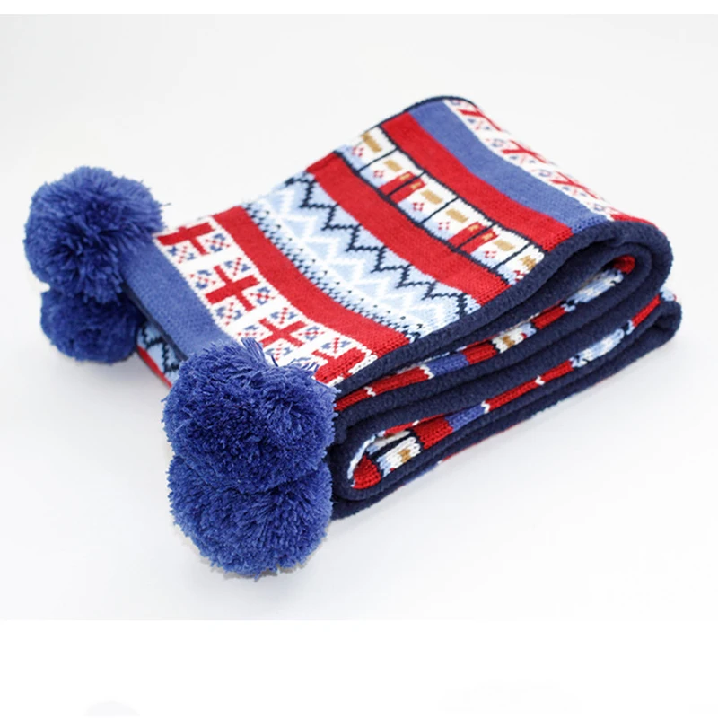 Kid Winter Hat Scarf Set Earflap Beanie Acrylic Knit Fleece Autumn Warm Pompon Dobby Boys Skiing Outdoor Accessory (6)