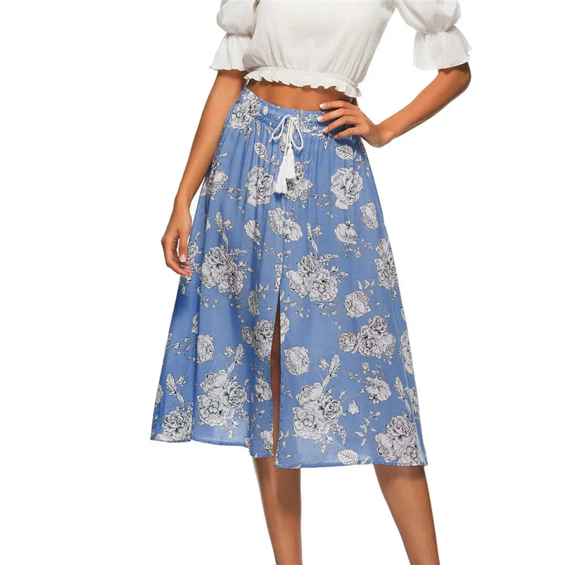 Fashion Casual Women Floral Printed Bandage Pocket Casual Lace Up Short Summer Beach Skirt For Ladies Female 2019 ELegant H26 (6)