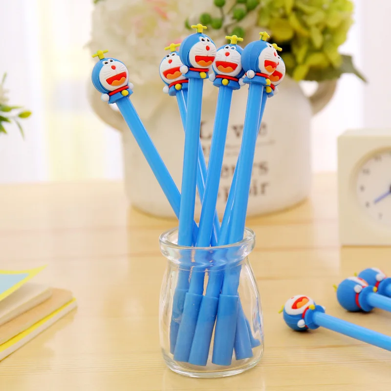 

4 Pcs/lot 0.38mm Cute Cartoon Doraemon Black Ink Gel Pen Kawaii Writing Signature Pen Escolar Papelaria School Supply Stationery