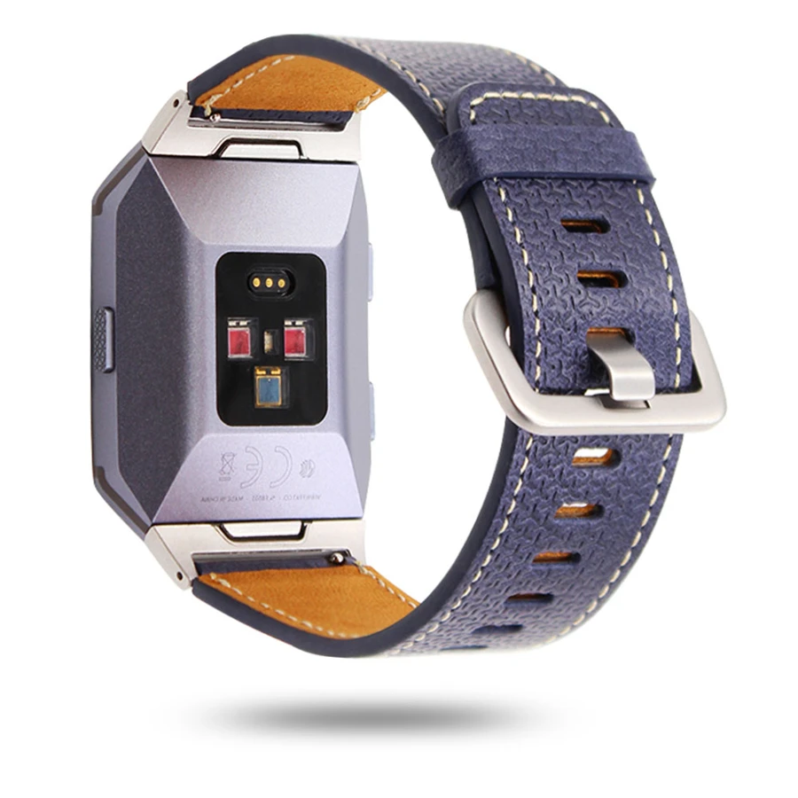 XBERSTAR ремешок для FItbit Ionic Смарт часы замена ремешок тиснение из натуральной кожи металлический Коннектор с креплением