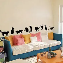 Черный 150X26 см 9 кошек наклейки на стену виниловые домашний художественный декор Детская комната Детская Наклейка