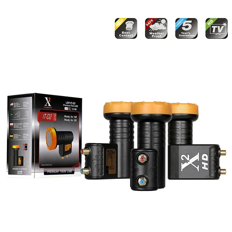 X-square hd Digital Universal Lnb Satellie tv Receptor Twin Lnb Alta Potência Qualidade ku Banda Lnbf Ruído Figura 0.1db Twin Lnb - Image 3