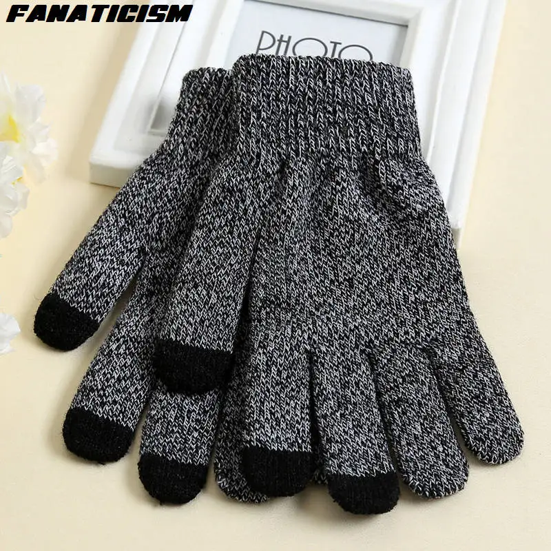 Fanaticism Free Size Unisex Non-slip Touch Screen Gloves Texting Mobile Phone Tablet PC Stretch Winter Knit Mittens Gloves