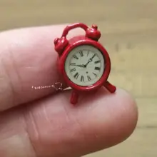Кукольная Миниатюра Гостиная металла Красный будильник Высота 1,5 см SPO642