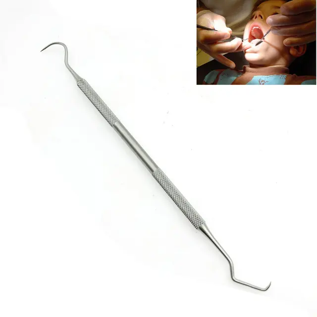 Double Hook Tooth Dental Explorer Probe Dentist Tool Stainless Steel