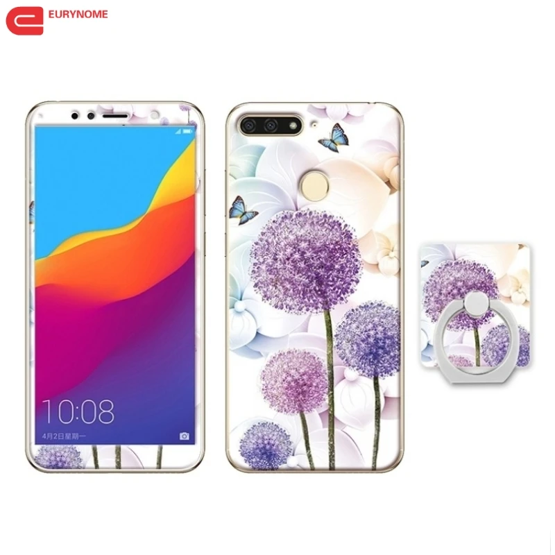 

Case For Huawei Honor 7C Aum-L41 5.7 Case Cartoon Finger Ring Silicone Cover for Huawei Honor 7C Pro Case Tempered Glass Film