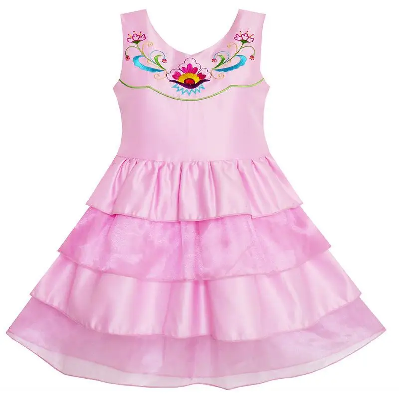 Sunny Fashion платья для девочек платье Вышитый Цветок Многоуровневое Кекс Вечеринка