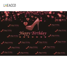 Laeacco Women Birthday Backdrop Heart High Heels Photography Background Customized Photographic Backdrops For Photo Studio