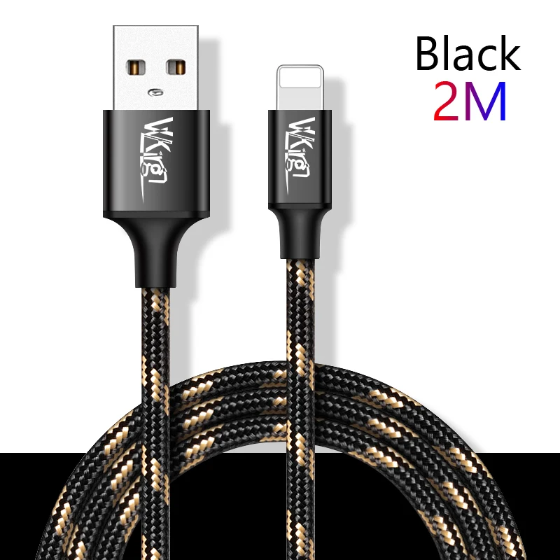 VVKing USB кабель 1,2 A зарядка данных м 2 м 3 м для ipad iPhone XS X 8 7 6 5 5S телефонный кабель металлический нейлоновый плетеный кабель для быстрой зарядки - Тип штекера: Black-2M