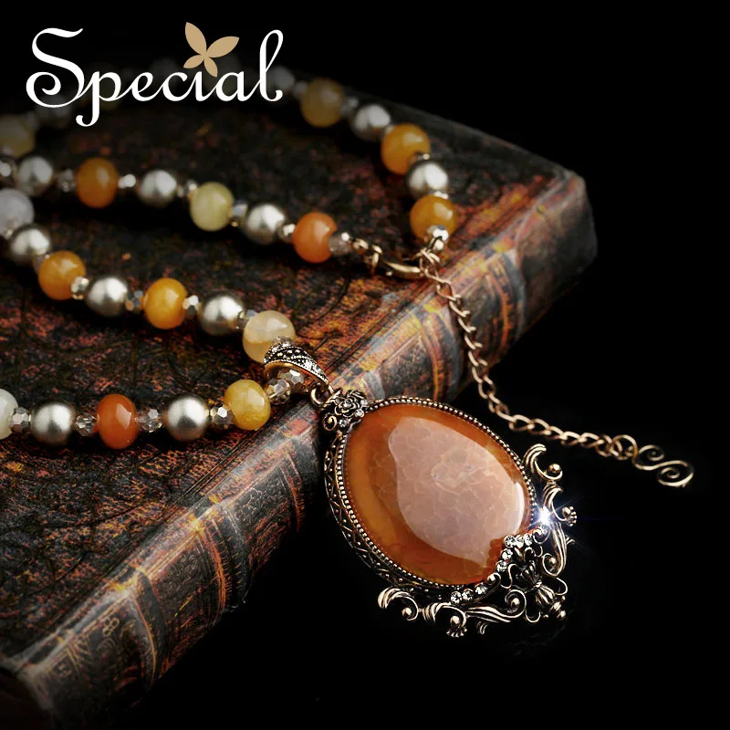 

Special New Fashion Natural Stone Maxi Necklace Gold Beaded Big Pendants Necklaces Fine Jewelry Gifts for Women XL140902