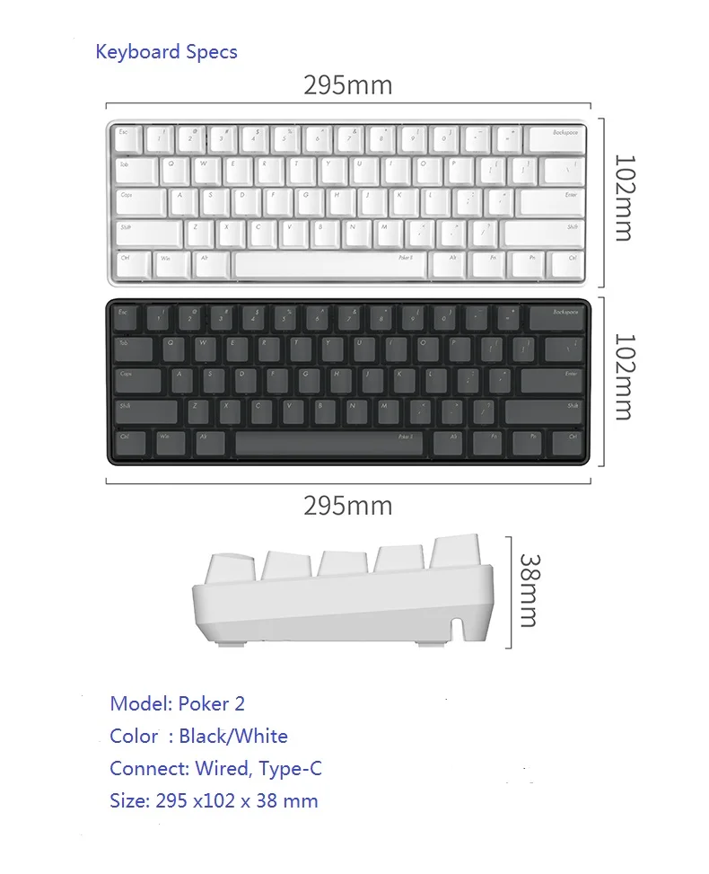 Poker2 механическая клавиатура usb type-C vortex POKER 2 cherry mx коричневая программная клавиатура игровая клавиатура