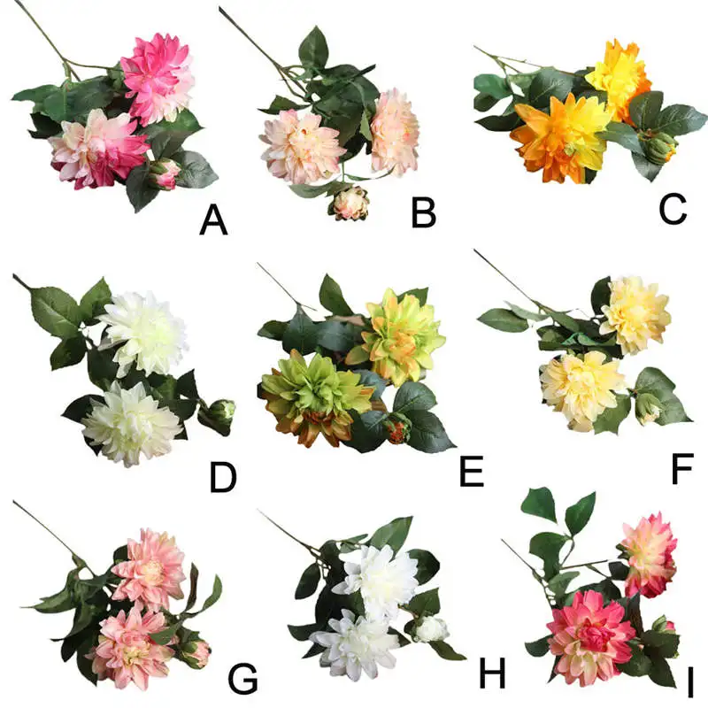 

Artificial Silk Fake Flower Dahlia Floral Wedding Bouquet Bridal Hydrangea Hot Bouquet for decoration silk Brand New19APR23