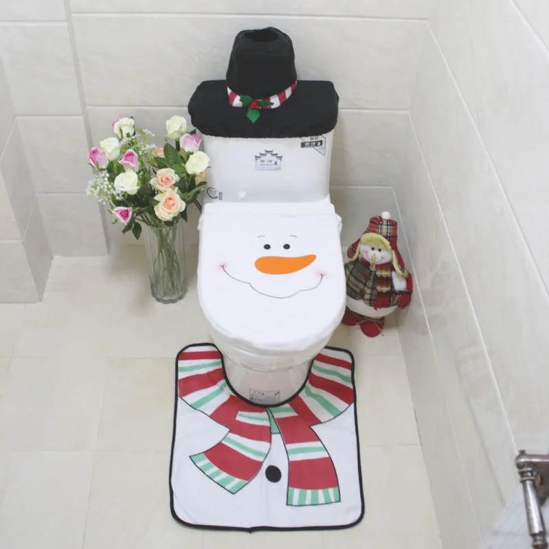 3 шт./компл. Рождество SnowmanToilet чехол для сиденья наборы рождественские украшения коврик для ванной держатель Крышка на унитаз Крышка для унитаза, Navidad