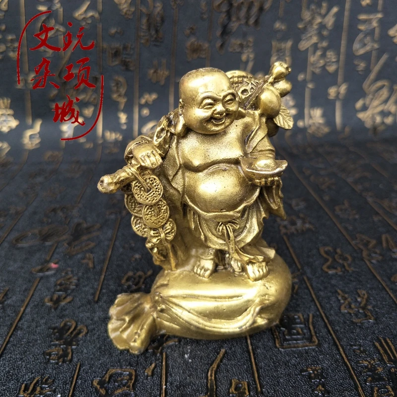 Chinese old feng shui decorate bronze Money Buddha