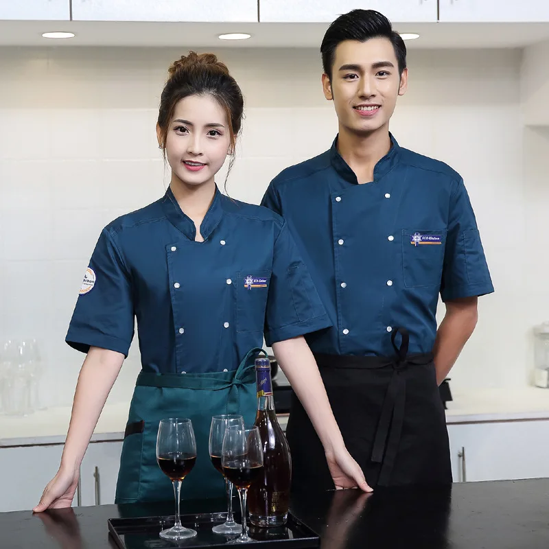 

Summer Short-sleeve Breathable Double-breasted Restaurant Chef Jacket Restaurant Work Clothes Tooling Uniform Chef Jackets