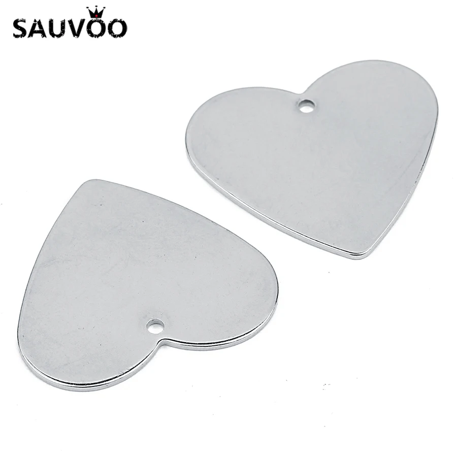 

SAUVOO 10pcs Stainless Steel Heart Charms Pendants 24.5*27mm Hole 1.5mm fit Necklace Bracelet Letter Name Tag Jewelry Findings
