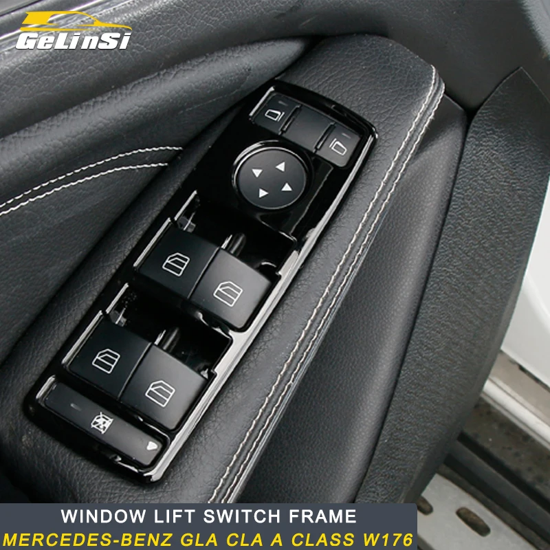 

Gelinsi for Mercedes benz A class GLA CLA w176 auto carbon fiber window lift switch frame trim cover sticker accessories