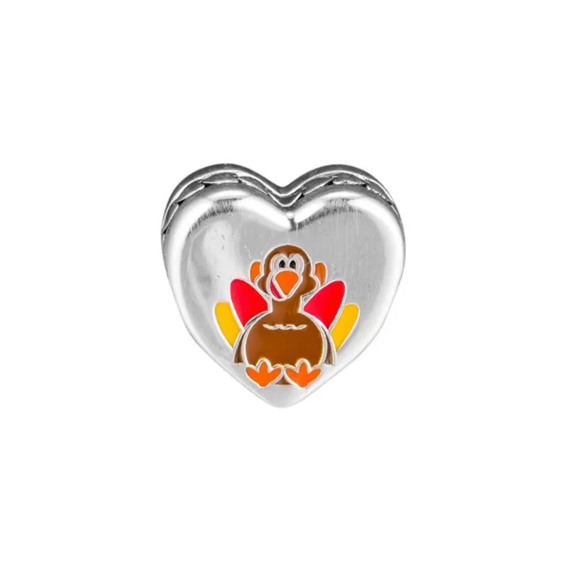 

Authentic 925 Sterling Silver Thankful For You Charm Fits Pandora Charm Bracelets Heart Bead With Enamel DIY Making Jewelry