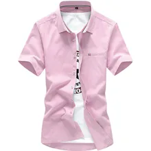 Летняя Новинка, рубашка с короткими рукавами из чистого хлопка, Классическая деловая модная повседневная мужская деловая рубашка, размер M-4XL