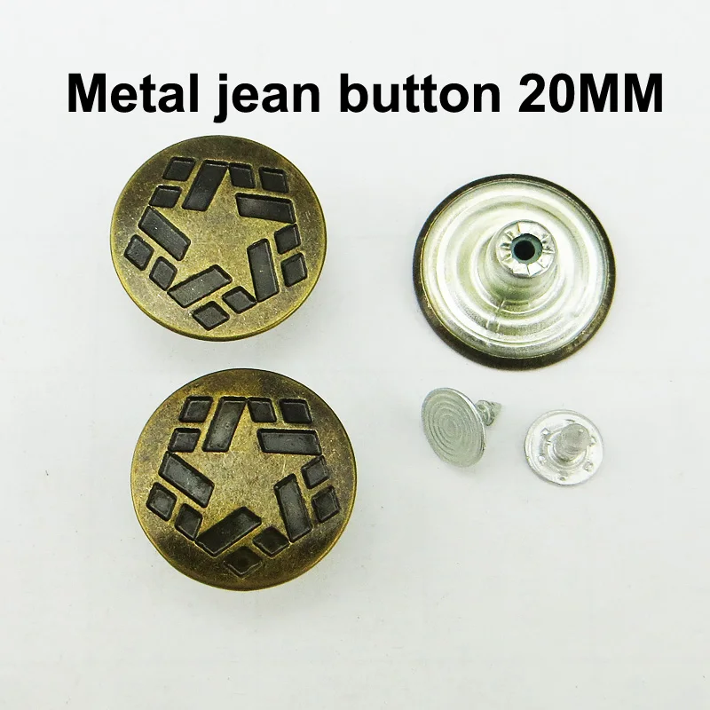 30PCS 20MM star series jean BRONZE TONE metal jeans button sewing