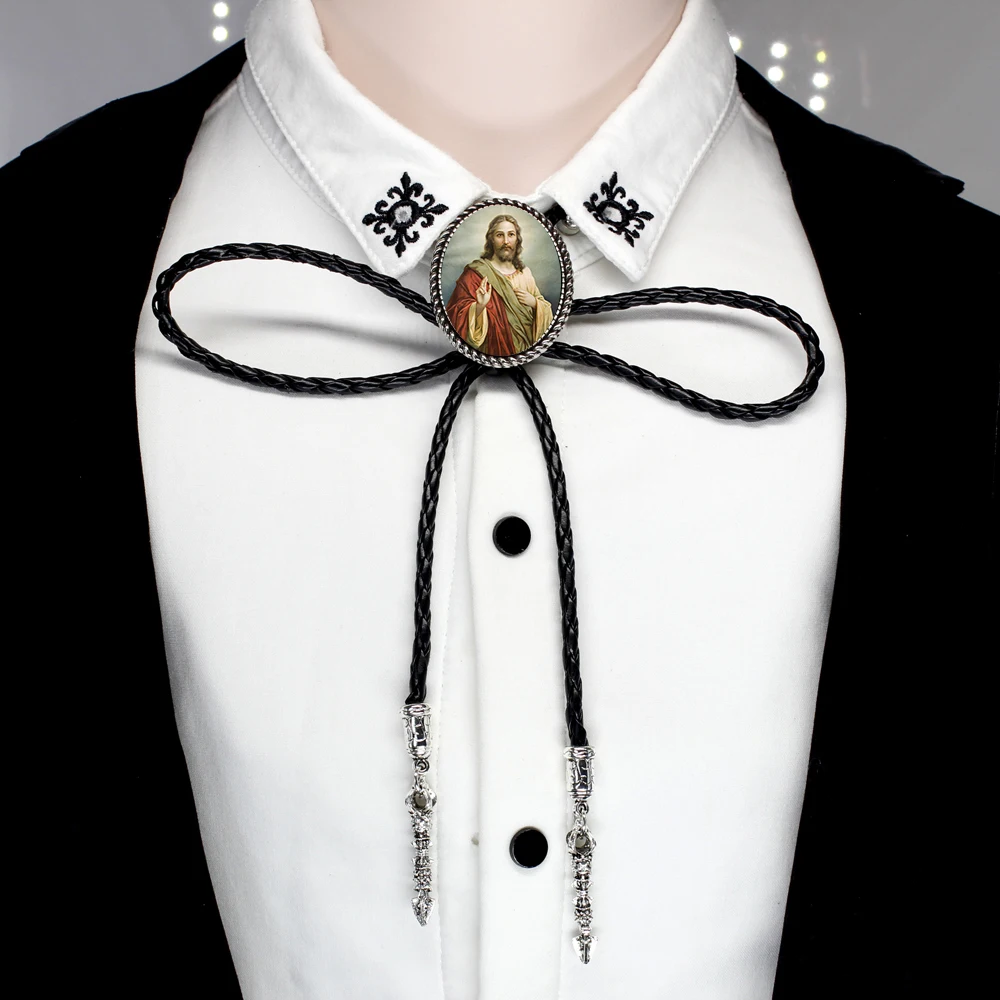 Дизайн западный Иисус Боло галстук ручной работы Иисус Христос кожаный шейный галстук костюм рубашка аксессуары цепочка Ювелирные изделия ожерелье Боло-0021 - Окраска металла: 2