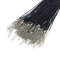 Corde tressée en cuir noir avec prolongateur de 5cm, 45cm, 10/20/30 pièces 3