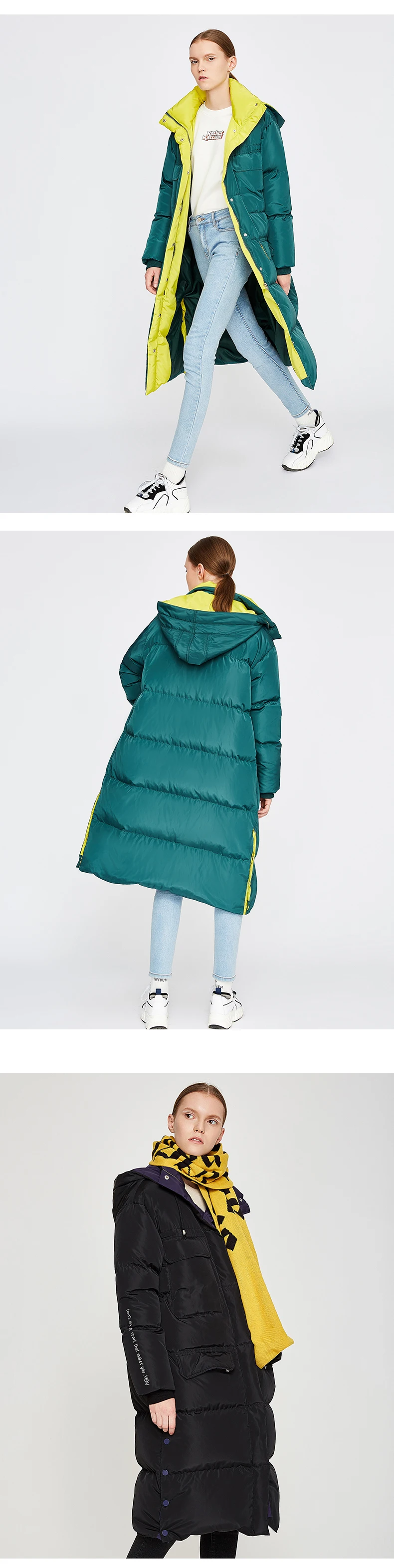 Toyouth пуховик с капюшоном длинные пальто пуховики для Для женщин зимние пуховые пальто плюс Размеры пальто утепленные повседневные длинные Abrigo Mujer