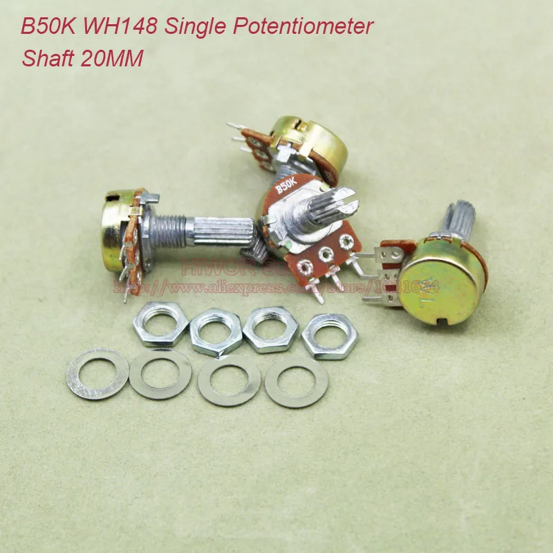 (10pcs/lot) B50K 50K OHM 50KOhm WH148 Linear Single Rotary
