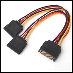 3 шт. 15 Pin SATA мужчин до 2 SATA Splitter Женский силовой кабель