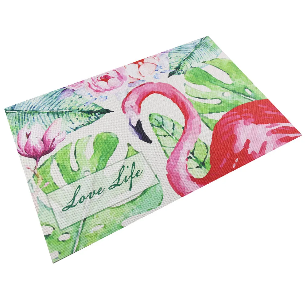 

2PCS/lot Flamingos Dinner Placemat Pvc Dining Table Mat Disc Pads Bowl Pad Coasters Waterproof Table Decor Cloth Pad