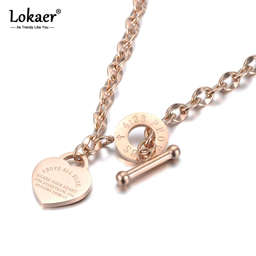Ожерелье Lokaer N19085, из нержавеющей стали, с подвеской в виде сердца, из титана, 4:23, с o образной цепочкой|Цепочки| | АлиЭкспресс