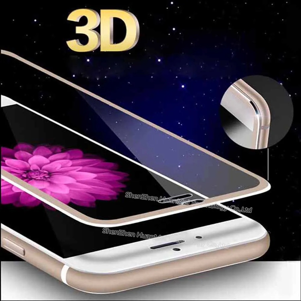Beste 3D Gebogen 9 H Volledige Cover Gehard Glas Voor iPhone 6 6 s Titanium legering Rand Screen Protector Glas Film Voor iPhone 7 7 Plus 5 5 S