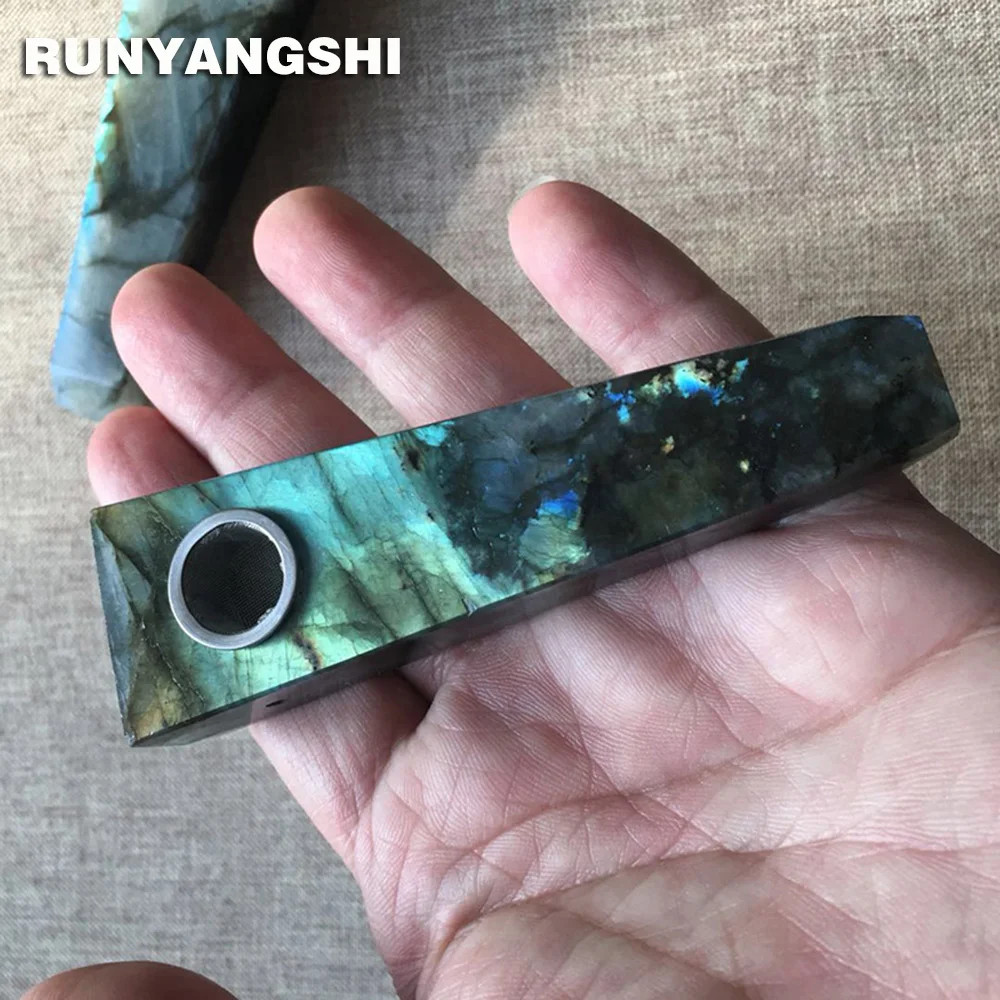 

Elongated stone Smoking Pipe Natural Stones and Minerals with Strainer 1 Pc Smoke Pipe Runyangshi PL01