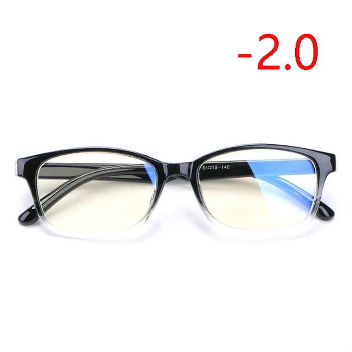 Анти-синий светильник для женщин и мужчин, очки для близорукости с градусом, Модный ПК синий светильник, блокирующие близорукие очки-1,0-1,5-2,0-4,0 - Цвет оправы: Myopia 200