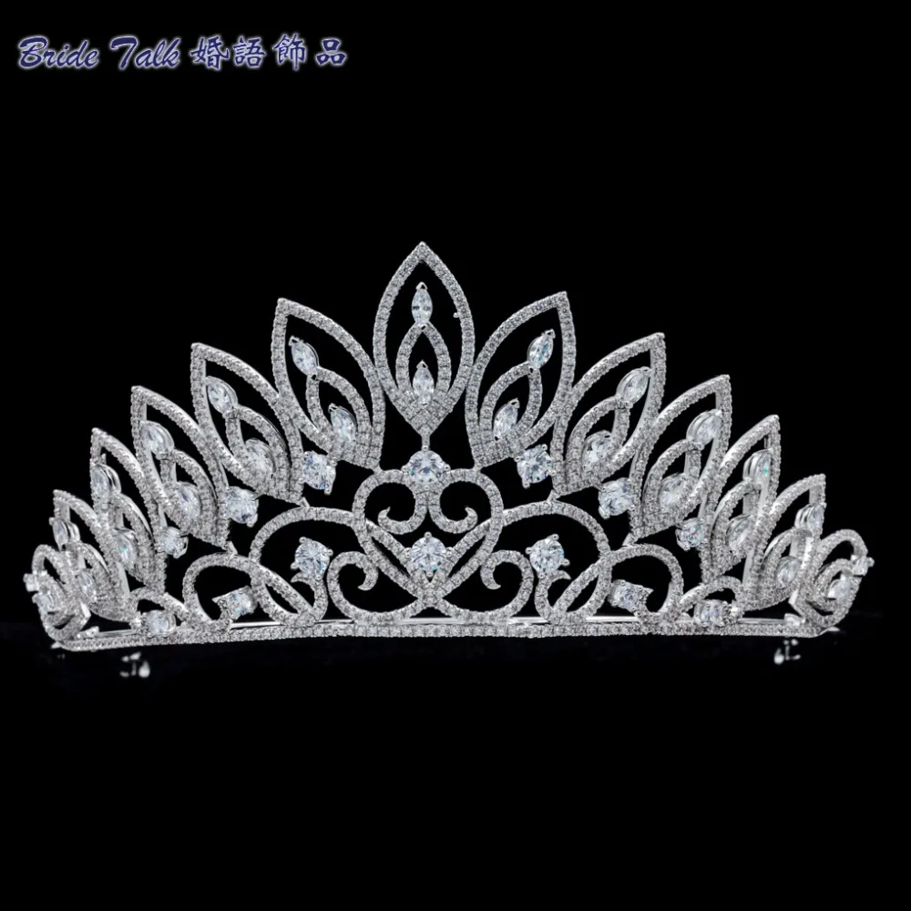

2017 New Wedding Brides Tiara Crown Hair Jewelry Accessories Micro Pave 5A CZ Rhinestone Crystal Tiara Party Jewelry TR16211