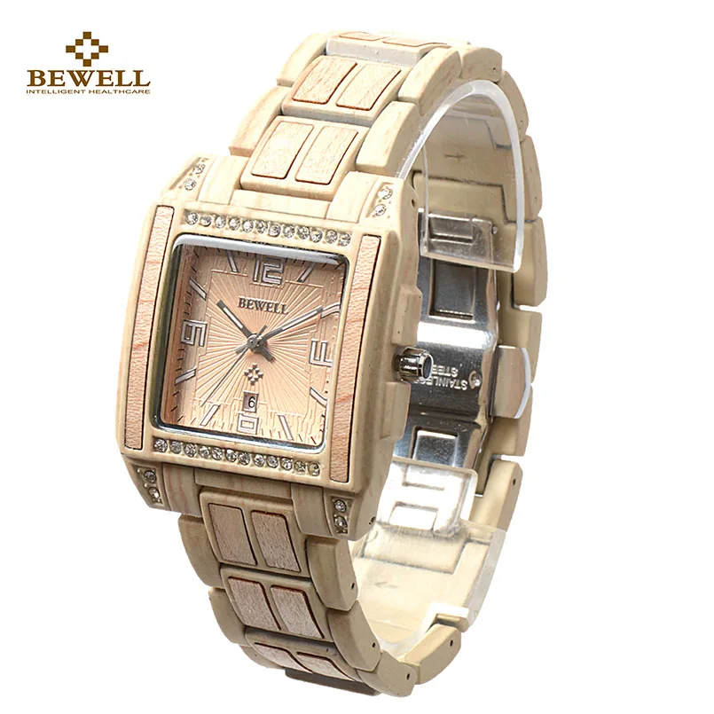 BEWELL Alloy Quartz Luxury Watches with Diamonds Male Fashion Casual