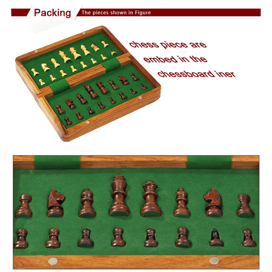 BSTFAMLY деревянный Шахматный набор игры, портативная игра международных магнитных шахмат, складная шахматная доска деревянные шахматы штук, LA9