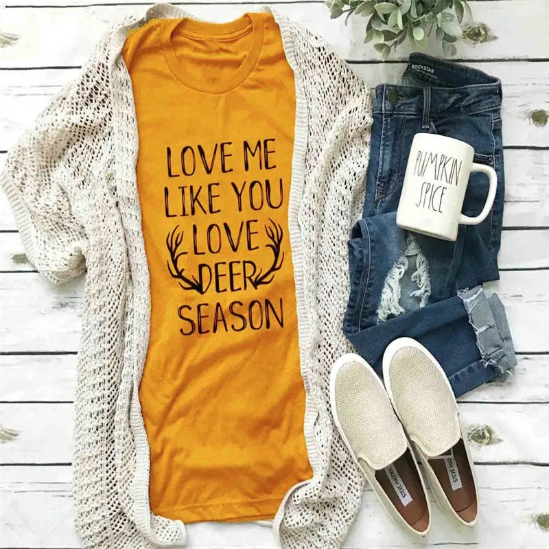 Love deer UNISEX Tee kawaii shirt plus size funny shirt gothic top 2019 aesthetic new fashion