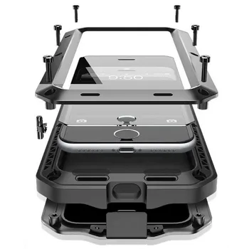 

R-JUST Luxury Doom Armor case for iPhone 5S SE 6 6S Plus Glass Duty Shock waterproof Metal Aluminum Phone Cases For iphone 8 X 7