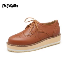 Dijigirls/Модная женская повседневная обувь вырезы Кружево на шнуровке на толстой платформе Для женщин женские с круглым носком туфли на плоской подошве