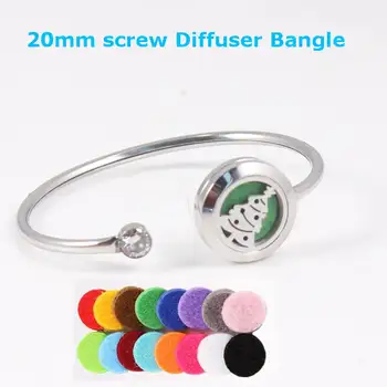 

2017 Cute 20mm 316L Stainless Steel Screw Christmas Tree of Life Dog Paw Love Twist Diffuser Locket Bangle Bracelet For Women
