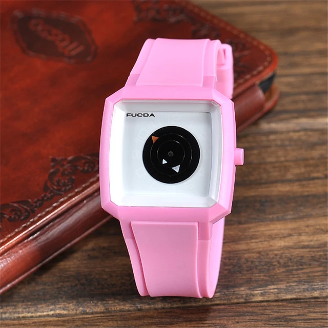New personality fucda brand woman square watches Silicone strap